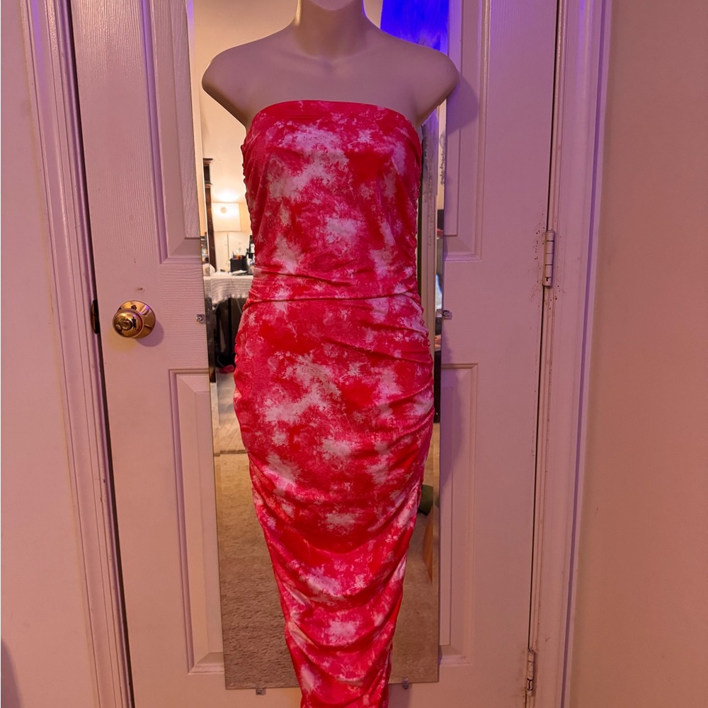 Summer Pink Strapless Dress